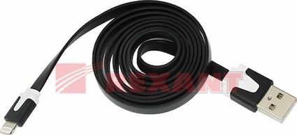 USB кабель Rexant для iPhone 5, 5S, 5C, 6, 6+,7 плоский черный